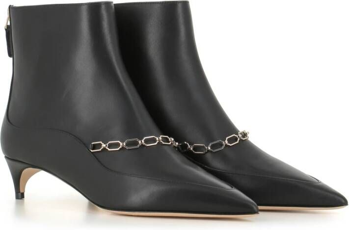 Malone Souliers Zwarte leren puntige laarzen Black Dames