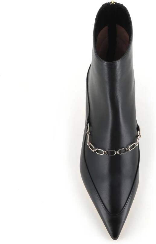 Malone Souliers Zwarte leren puntige laarzen Black Dames