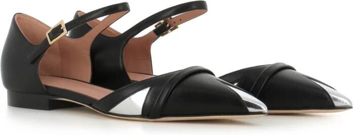 Malone Souliers Zwarte puntige platte schoenen Black Dames