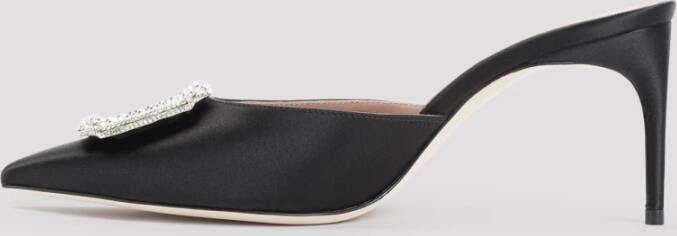 Malone Souliers Zwarte Satijnen Kristal Muiltjes Black Dames