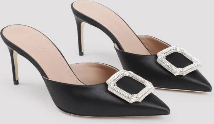 Malone Souliers Zwarte Satijnen Kristal Muiltjes Black Dames