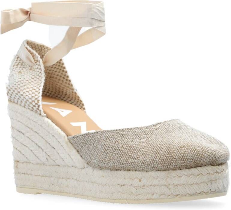 Manebí Canvas sleehak espadrilles Beige Dames