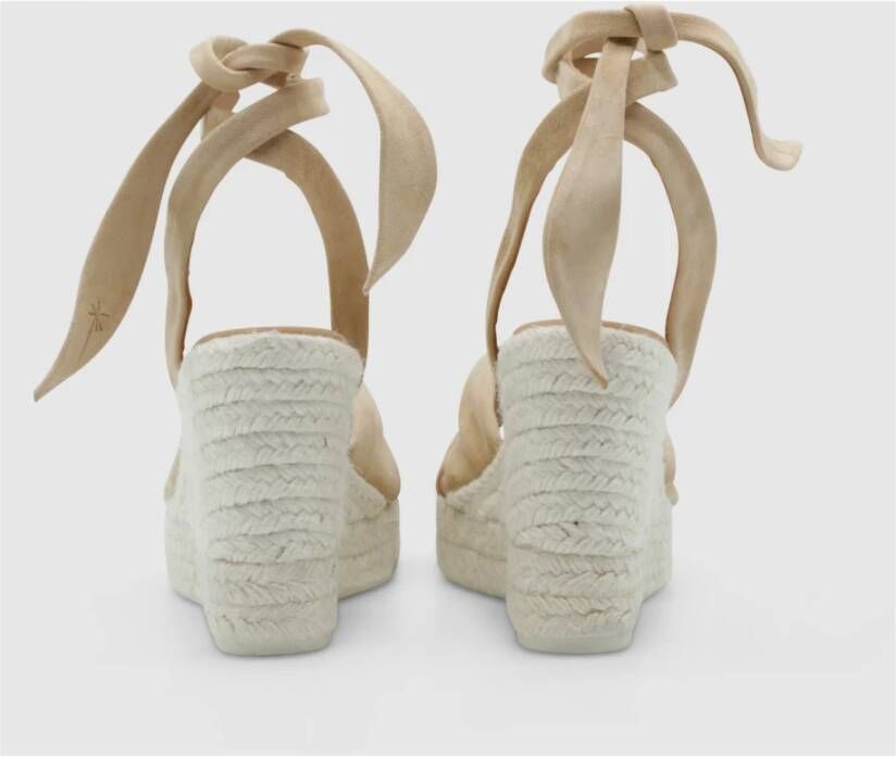 Manebí Champagne Beige Wedges met Knotendetail Beige Dames