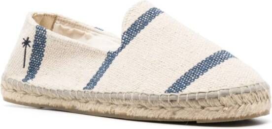 Manebí Gestreepte canvas platte espadrilles Beige Heren