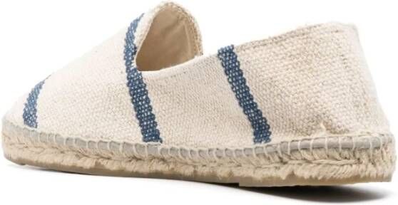 Manebí Gestreepte canvas platte espadrilles Beige Heren