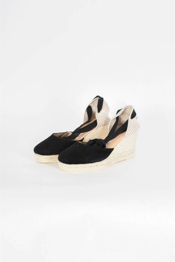 Manebí Hamptons Suede Espadrilles Platform Sandalen Black Dames