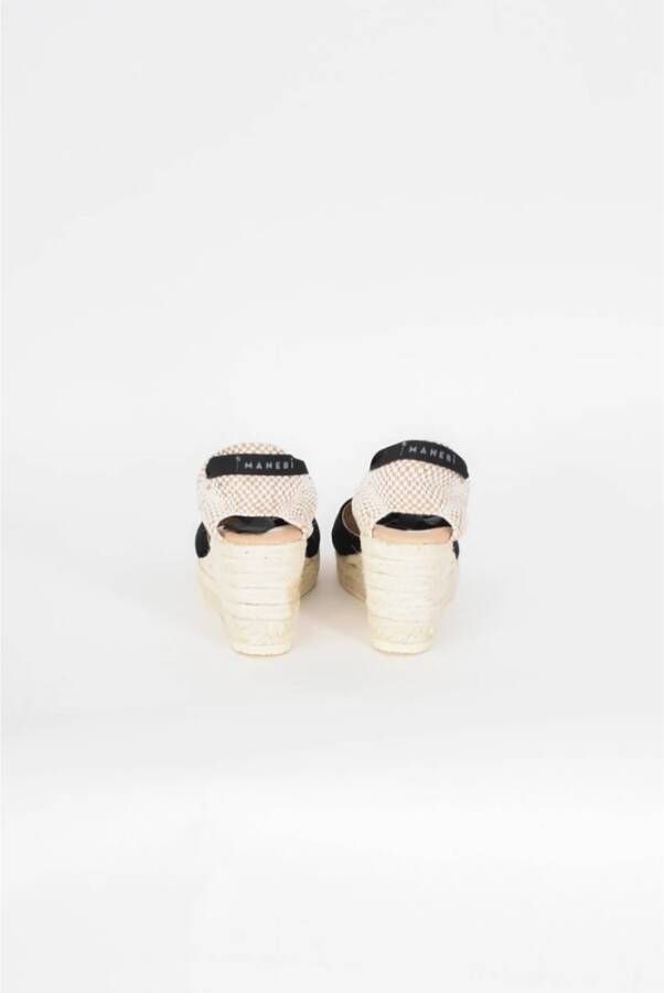 Manebí Hamptons Suede Espadrilles Platform Sandalen Black Dames