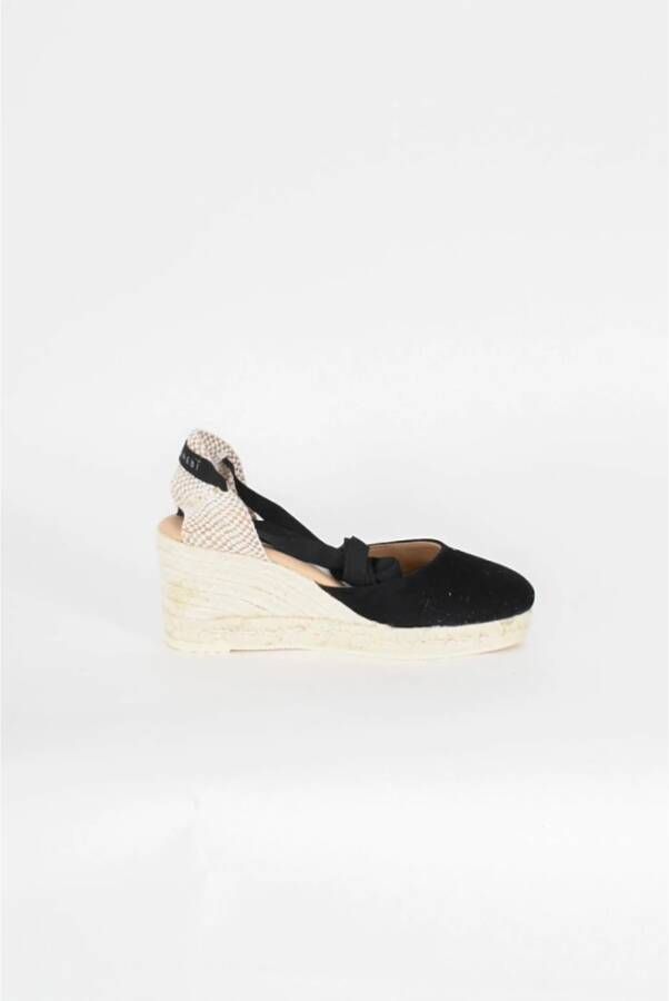 Manebí Hamptons Suede Espadrilles Platform Sandalen Black Dames