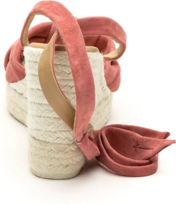 Manebí Stijlvolle Wedge Espadrilles met Knoopdetail Pink Dames