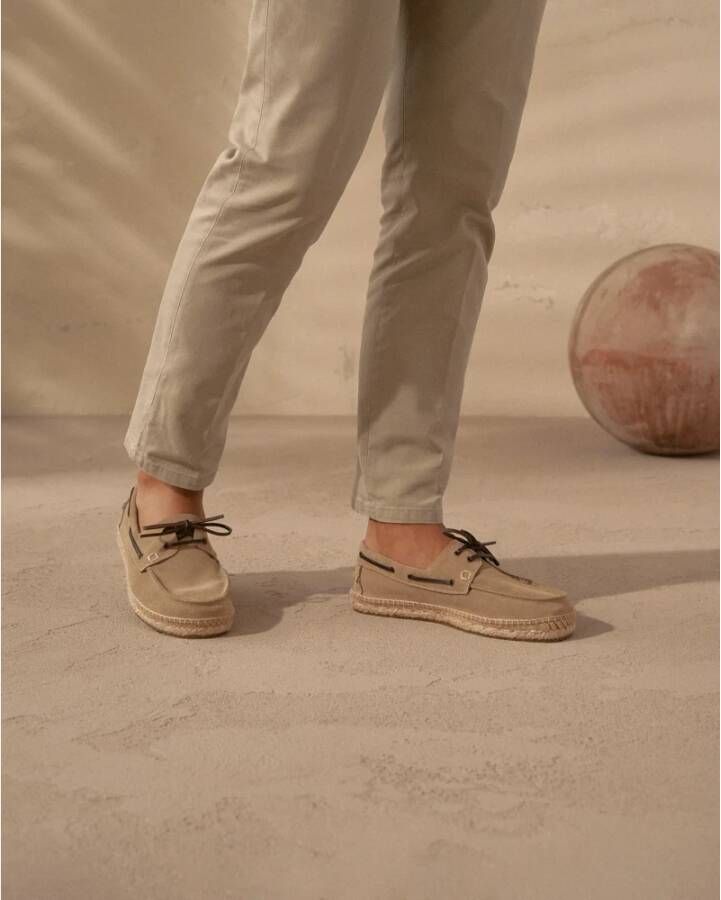 Manebí Taupe Suede Boat Shoes Espadrilles Beige Heren