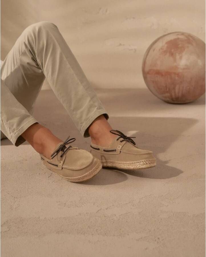 Manebí Taupe Suede Boat Shoes Espadrilles Beige Heren