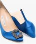 Manolo Blahnik Donkerroze Satijnen Juweelgesp Pumps Pink Dames - Thumbnail 2