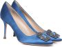 Manolo Blahnik Blauwe Satijnen Kristal Gesp Hak Pumps Blue Dames - Thumbnail 2