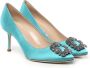 Manolo Blahnik Blauwe Satijnen Kristal Gesp Hakken Blue Dames - Thumbnail 2