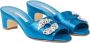 Manolo Blahnik Blauwe Slip-On Satijnen Muiltjes Schoenen Blue Dames - Thumbnail 2