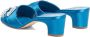 Manolo Blahnik Blauwe Slip-On Satijnen Muiltjes Schoenen Blue Dames - Thumbnail 3