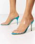 Manolo Blahnik Blauwe Suède Sandalen met PVC Bandjes Blue Dames - Thumbnail 2