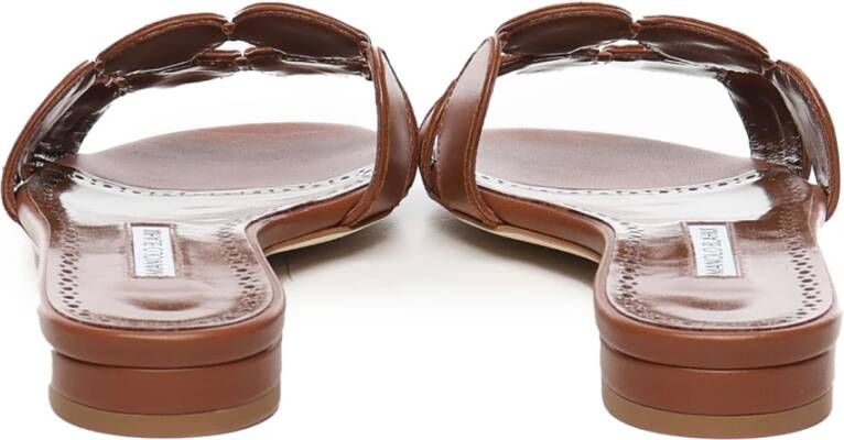 Manolo Blahnik Bruine Geometrische Band Platte Sandalen Brown Dames