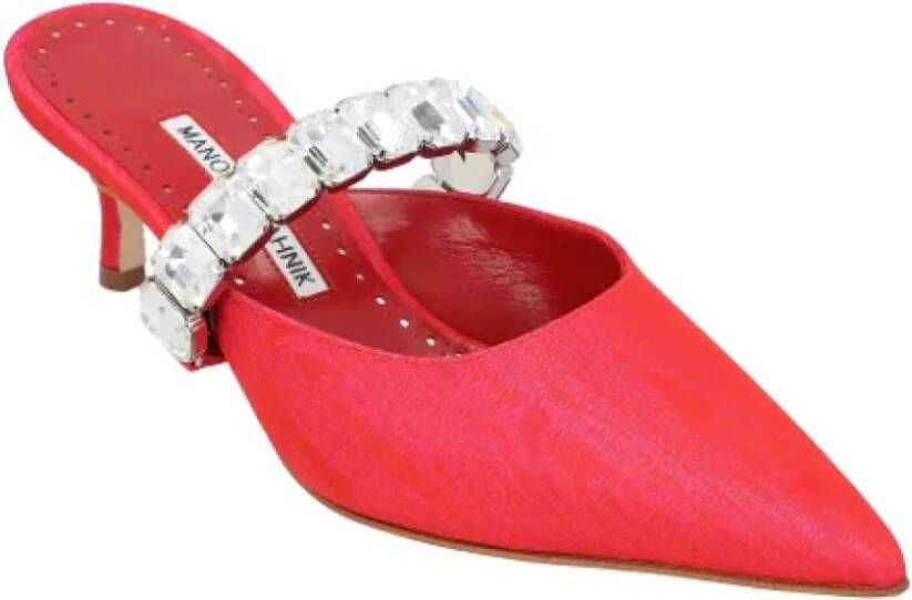 Manolo Blahnik Canvas mules Red Dames