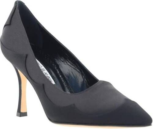 Manolo Blahnik Chique Leren Pump met Suède Detail Black Dames