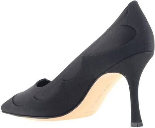 Manolo Blahnik Chique Leren Pump met Suède Detail Black Dames