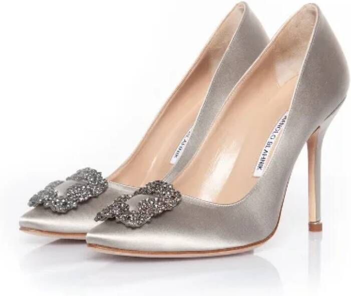 Manolo Blahnik Cotton heels Gray Dames