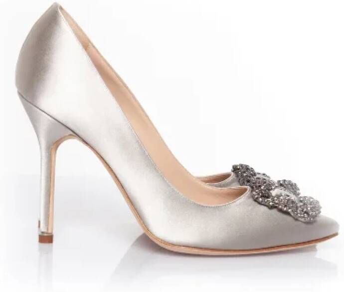 Manolo Blahnik Cotton heels Gray Dames