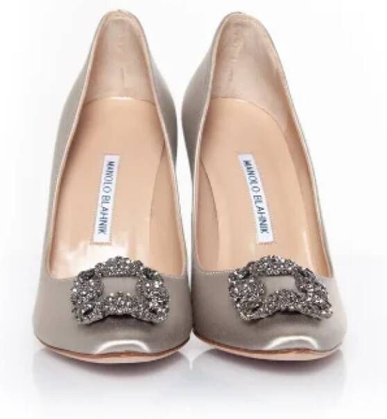 Manolo Blahnik Cotton heels Gray Dames