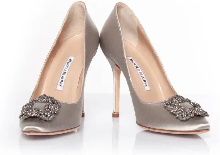 Manolo Blahnik Cotton heels Gray Dames