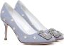 Manolo Blahnik Denim Daisy Hak Schoenen Blue Dames - Thumbnail 2