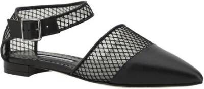 Manolo Blahnik Elegante leren ballerina's met mesh-details Black Dames