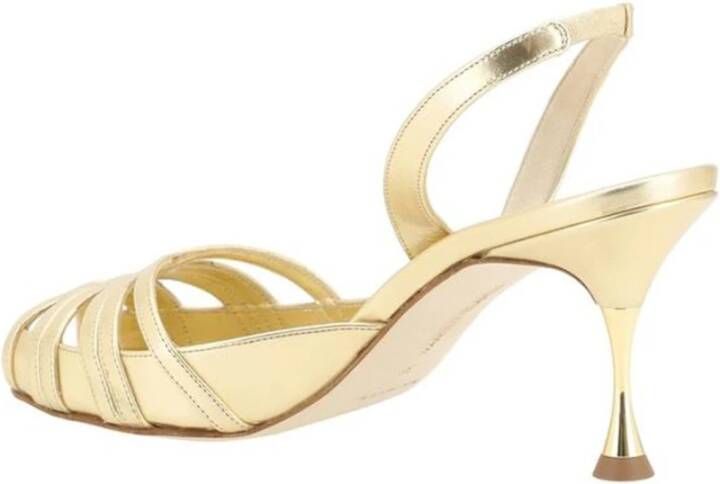 Manolo Blahnik Elegante Leren Stiletto Sandalen Yellow Dames