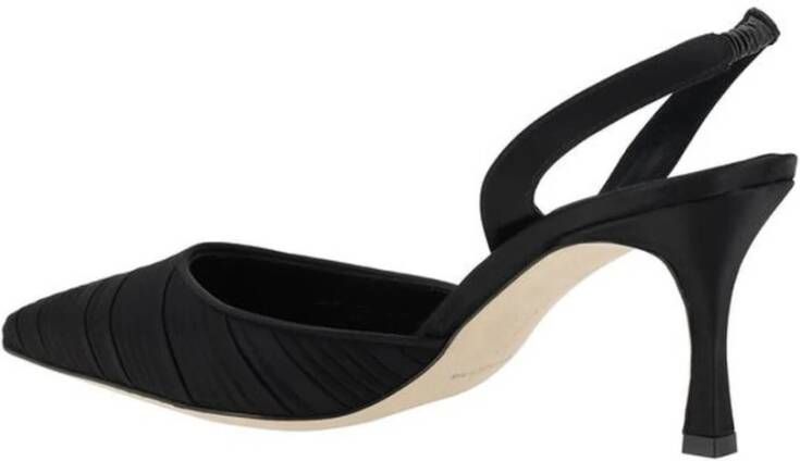 Manolo Blahnik Elegante Zijden Slingback Pumps Geplooide Voorkant Black Dames