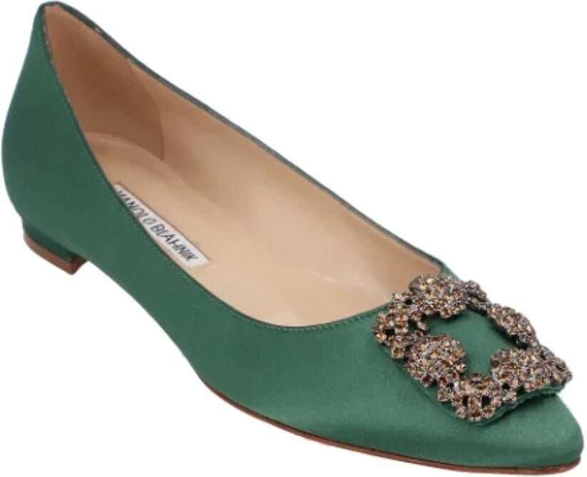 Manolo Blahnik Fabric flats Green Dames