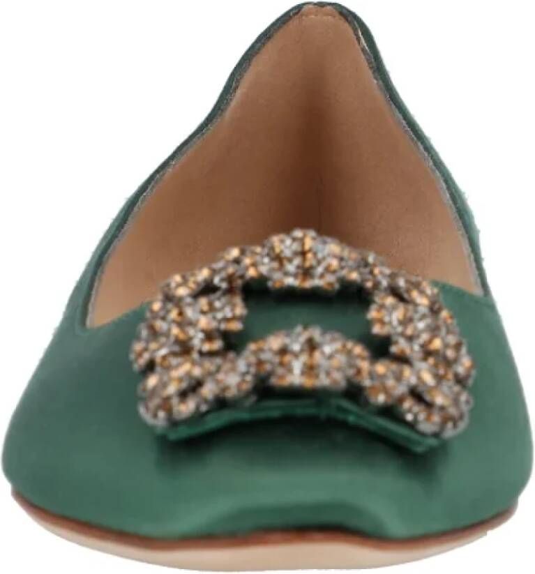 Manolo Blahnik Fabric flats Green Dames