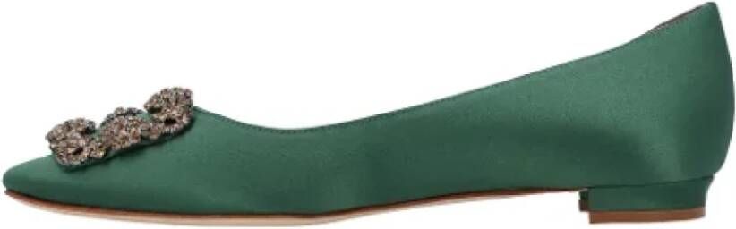 Manolo Blahnik Fabric flats Green Dames