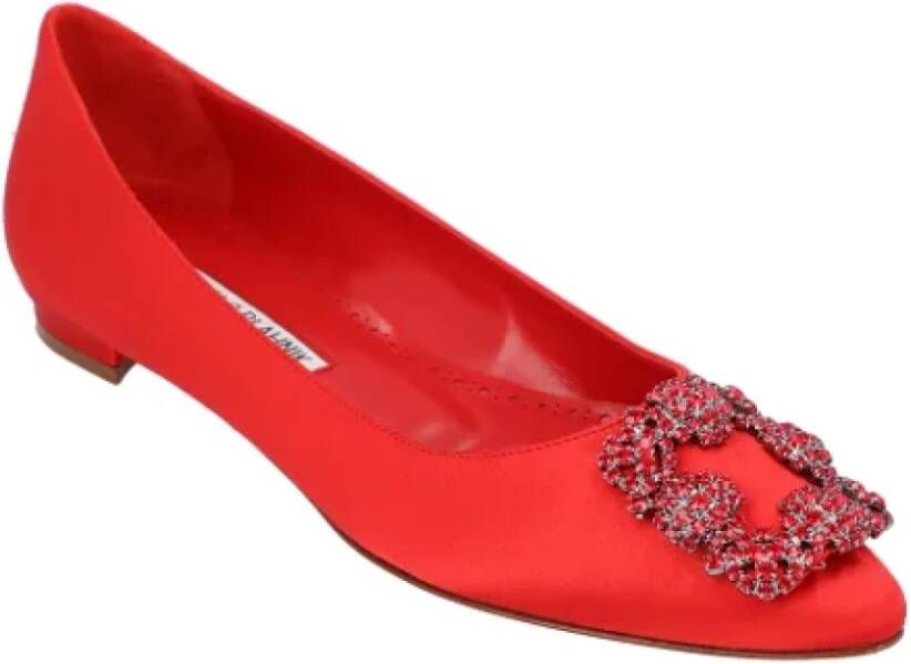 Manolo Blahnik Fabric flats Red Dames