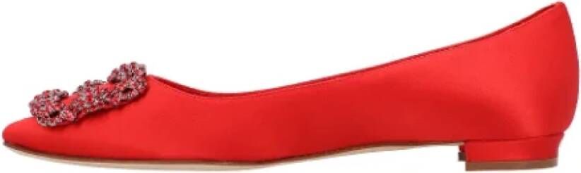 Manolo Blahnik Fabric flats Red Dames