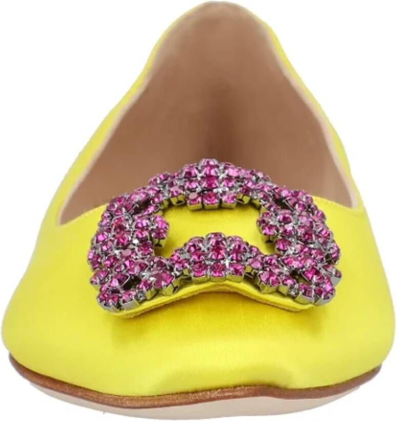 Manolo Blahnik Fabric flats Yellow Dames