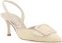 Manolo Blahnik Gestanste gesp Almond Toe Pumps Beige Dames - Thumbnail 2