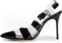 Manolo Blahnik Gestreepte Patentleren Slingback Stiletto Hakken Black Dames - Thumbnail 4