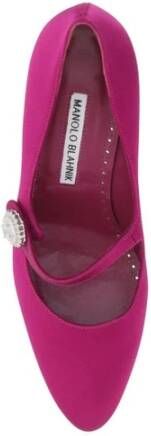 Manolo Blahnik Glanzende Gesp Amandel Teen Stiletto Pumps Pink Dames