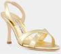 Manolo Blahnik Gouden Metallic Leren Slingback Sandalen Yellow Dames - Thumbnail 6