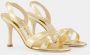 Manolo Blahnik Gouden Metallic Leren Slingback Sandalen Yellow Dames - Thumbnail 7