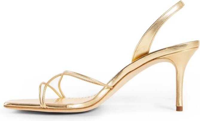 Manolo Blahnik Goudnappa Leren Stiletto Hak Sandaal Yellow Dames