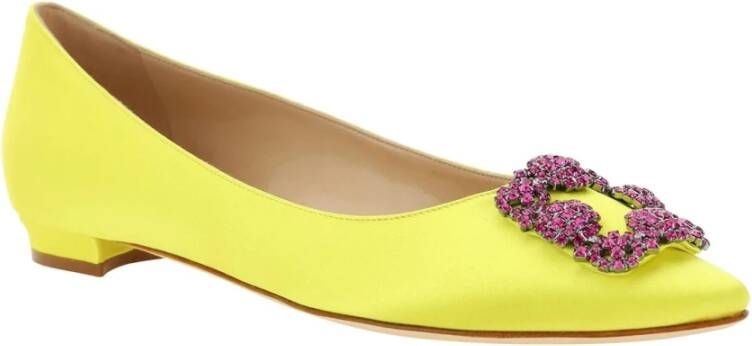 Manolo Blahnik Hangisi Ballerina Schoenen Yellow Dames