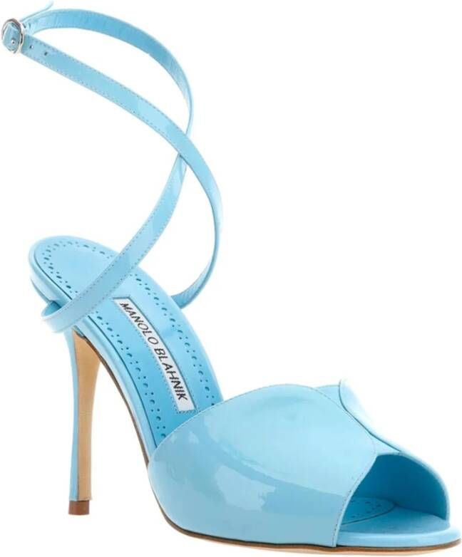 Manolo Blahnik Hourani Sandalen met Lakleer Blue Dames