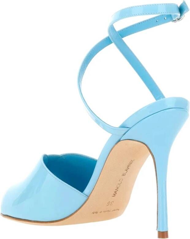 Manolo Blahnik Hourani Sandalen met Lakleer Blue Dames