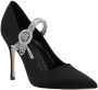 Manolo Blahnik Zijden Satijn Juweel Stiletto Pumps Black Dames - Thumbnail 5