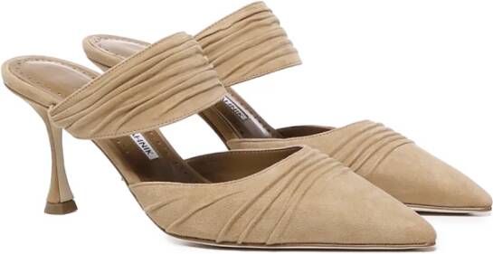 Manolo Blahnik Katoen Elastan Sandalen Beige Dames